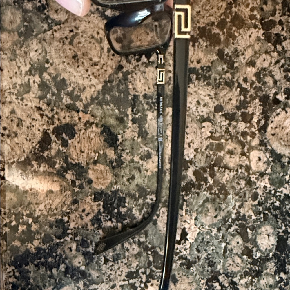 Versace Black Rectangular Prescription Glasses with Silver Accents - Picture 3 of 4